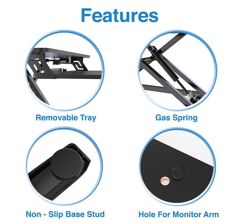 Image 993209_ALTMORE11.jpg, Product 993-209 / Price $129.99, Adjustable Sit-Stand Desk Riser | 33" Wide Surface | 35 lbs Capacity | Ergonomic Height Range (4.3"–19.3") | Removable Keyboard Tray | Non-Slip Base | Minimal Assembly | Wood & Metal Construction from IMGadgets on TSC.ca's Home & Garden department