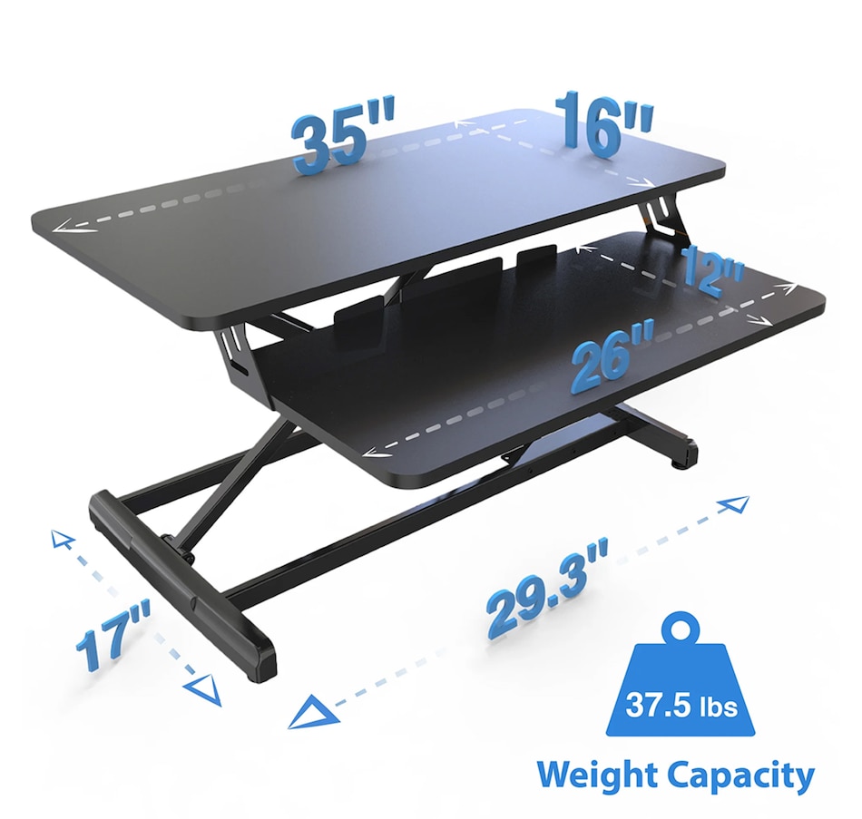 Image 993209_ALTMORE9.jpg, Product 993-209 / Price $129.99, Adjustable Sit-Stand Desk Riser | 33" Wide Surface | 35 lbs Capacity | Ergonomic Height Range (4.3"–19.3") | Removable Keyboard Tray | Non-Slip Base | Minimal Assembly | Wood & Metal Construction from IMGadgets on TSC.ca's Home & Garden department
