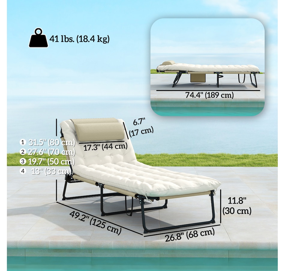 Image 993210_ALTMORE25.jpg, Product 993-210 / Price $209.99, Outsunny 2 PCs Folding Lounge Chairs, Reclining Tanning Chairs, Blue from Outsunny on TSC.ca's Home & Garden department