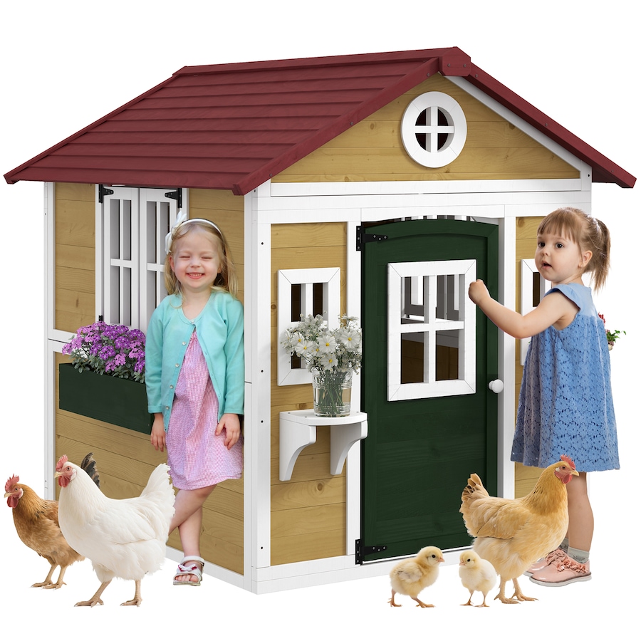 Image 993212.jpg, Product 993-212 / Price $309.99, Outsunny Playhouse for Kids, Outdoor Wooden Playhouse for Backyard, Beige from Outsunny on TSC.ca's Home & Garden department