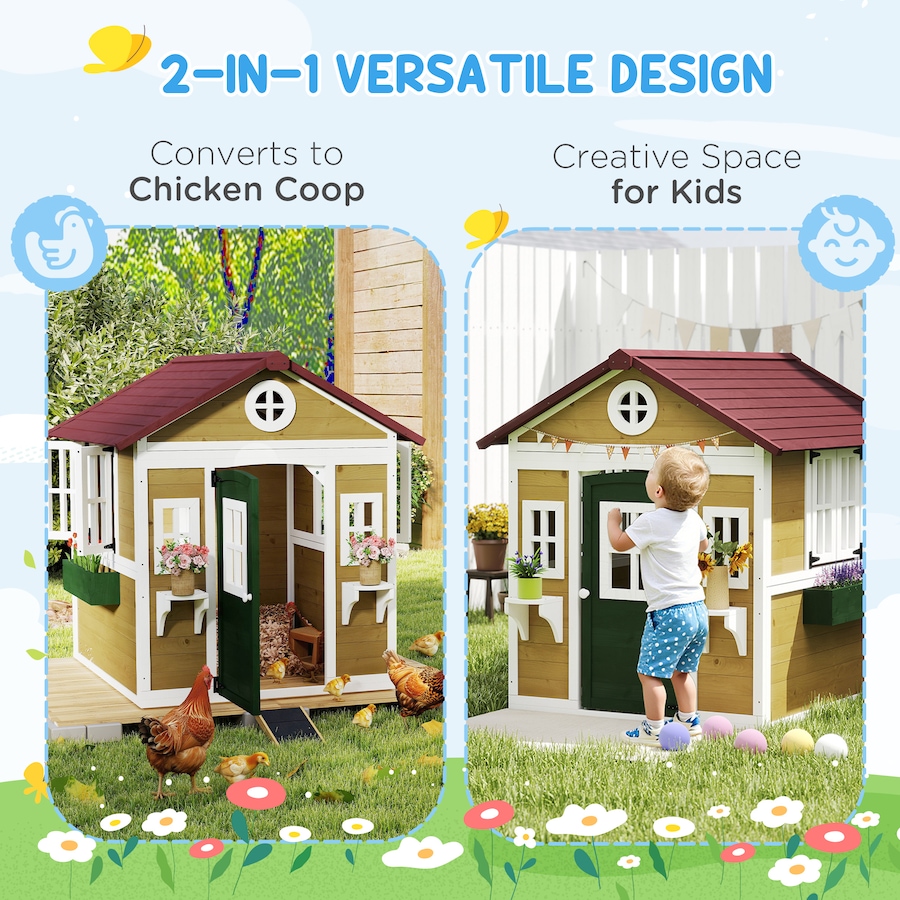 Image 993212_ALTMORE12.jpg, Product 993-212 / Price $309.99, Outsunny Playhouse for Kids, Outdoor Wooden Playhouse for Backyard, Beige from Outsunny on TSC.ca's Home & Garden department