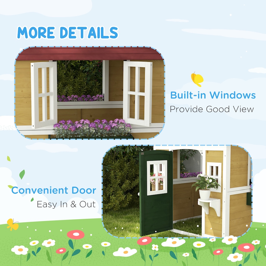Image 993212_ALTMORE7.jpg, Product 993-212 / Price $309.99, Outsunny Playhouse for Kids, Outdoor Wooden Playhouse for Backyard, Beige from Outsunny on TSC.ca's Home & Garden department