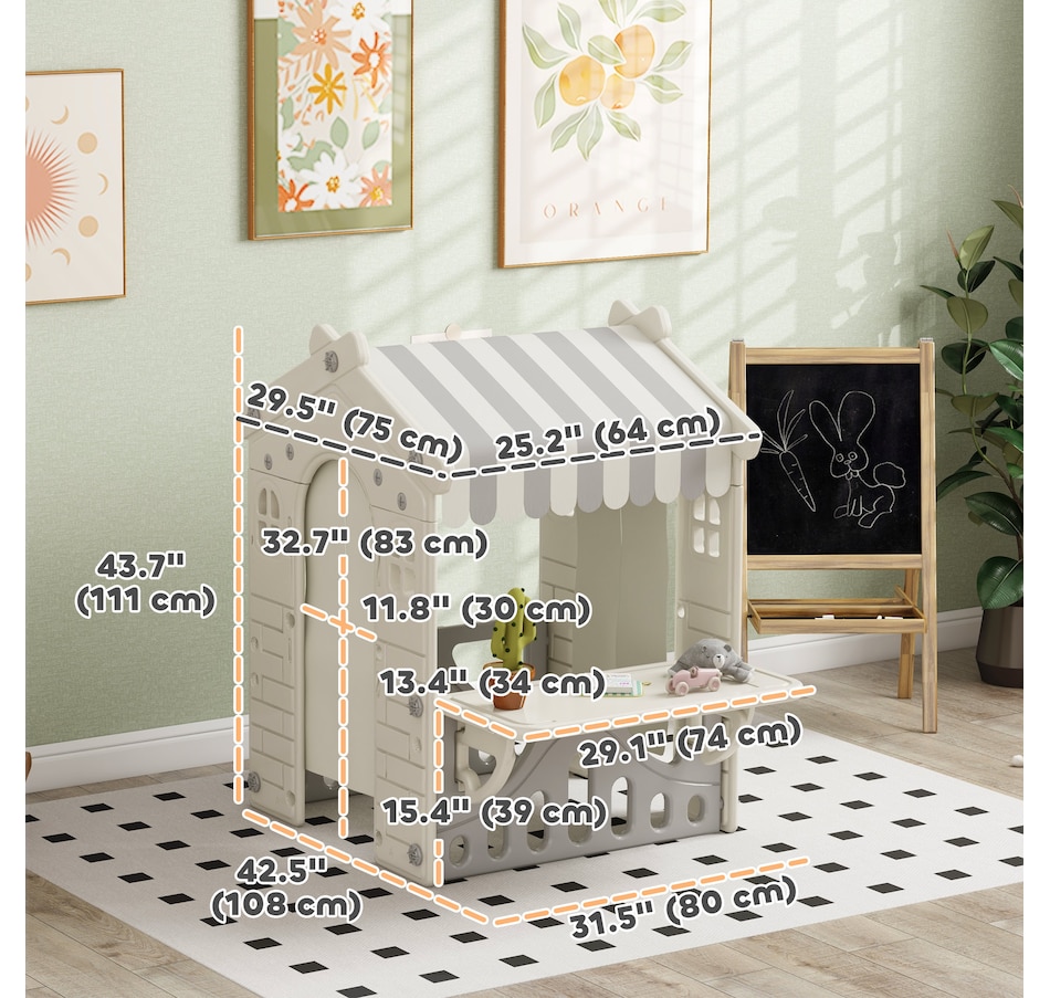 Image 993215_ALTMORE3.jpg, Product 993-215 / Price $109.99, Qaba Kids Playhouse, Indoor Sleek Play House, for Ages 1-6 Years from Qaba on TSC.ca's Home & Garden department