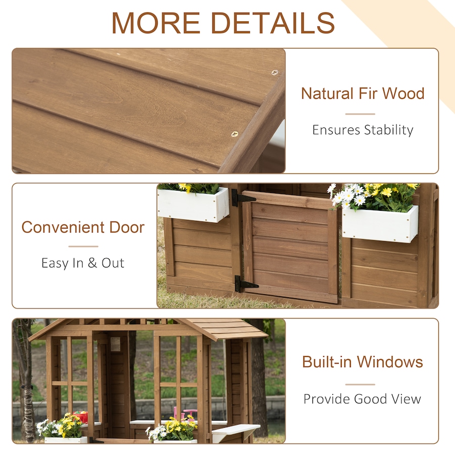 Image 993216_ALTMORE6.jpg, Product 993-216 / Price $279.99, Outsunny Wooden Playhouse for Kids Outdoor with Doors, Windows, Brown from Outsunny on TSC.ca's Home & Garden department