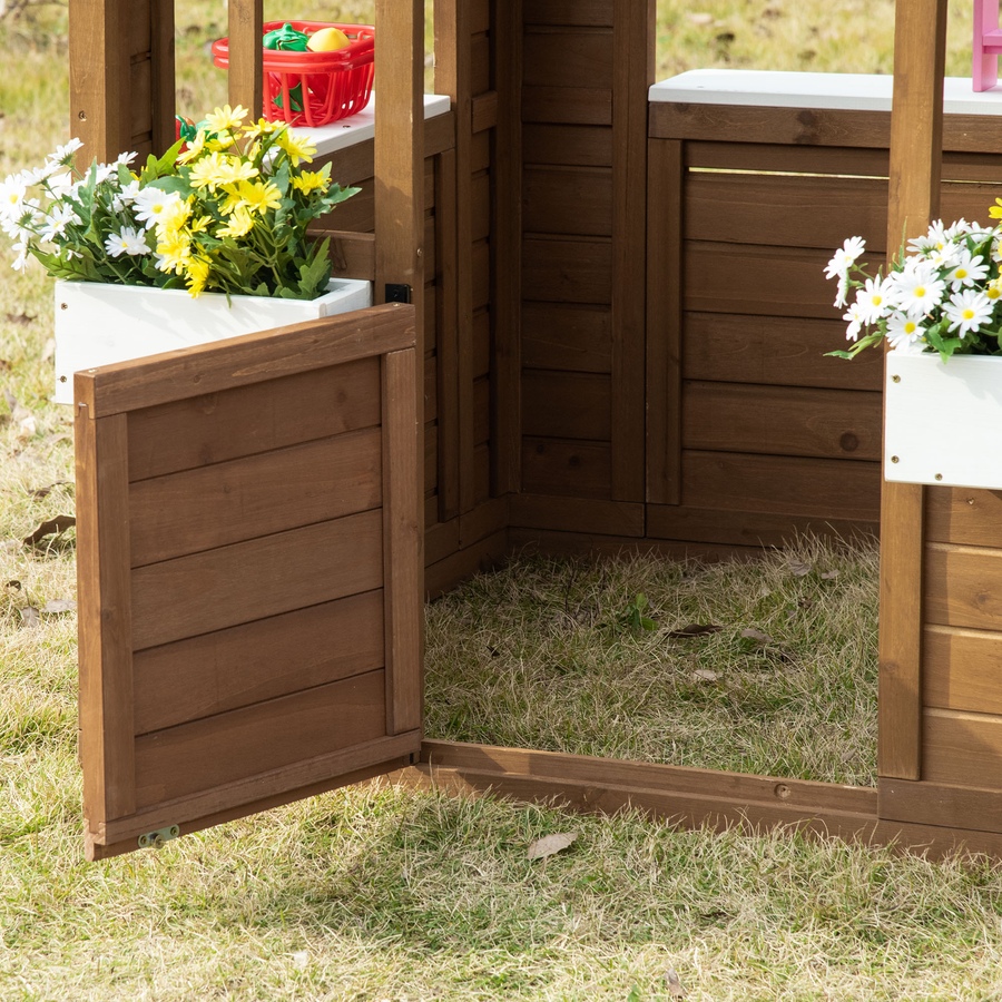 Image 993216_ALTMORE8.jpg, Product 993-216 / Price $279.99, Outsunny Wooden Playhouse for Kids Outdoor with Doors, Windows, Brown from Outsunny on TSC.ca's Home & Garden department