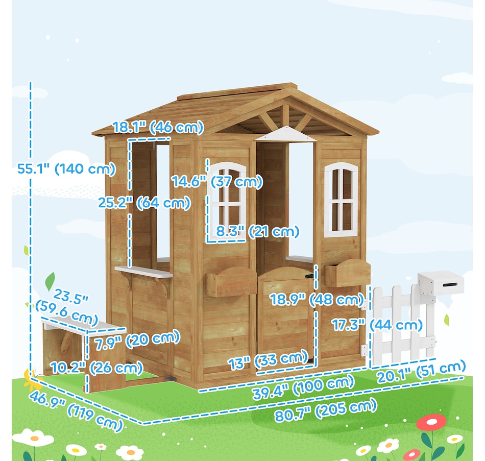 Image 993220_ALTMORE3.jpg, Product 993-220 / Price $299.99, Outsunny Kids Playhouse for Outdoor with Door Windows Yellow from Outsunny on TSC.ca's Home & Garden department