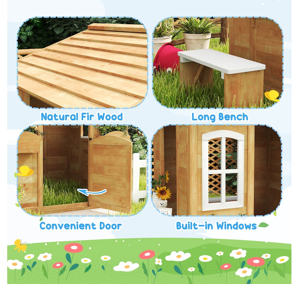 Image 993220_ALTMORE5.jpg, Product 993-220 / Price $299.99, Outsunny Kids Playhouse for Outdoor with Door Windows Yellow from Outsunny on TSC.ca's Home & Garden department