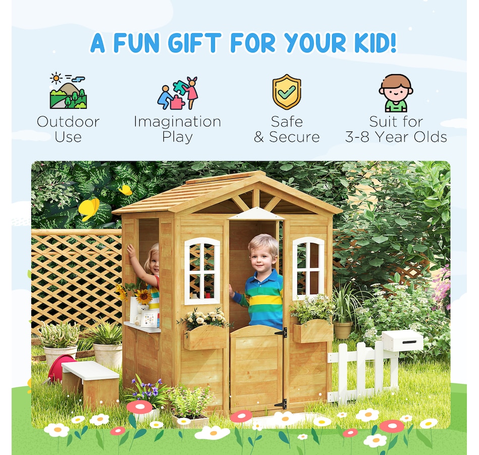 Image 993220_ALTMORE6.jpg, Product 993-220 / Price $299.99, Outsunny Kids Playhouse for Outdoor with Door Windows Yellow from Outsunny on TSC.ca's Home & Garden department