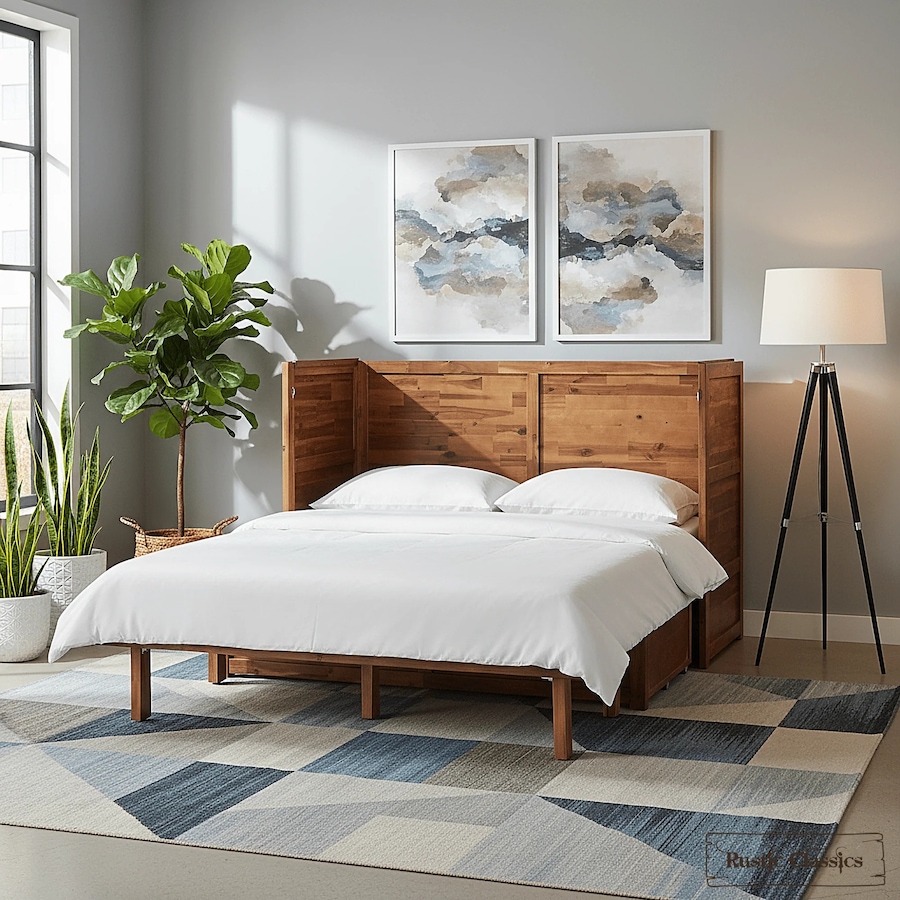 Image 993224_ALTMORE44.jpg, Product 993-224 / Price $2,179.99, Rustic Classics Stow Queen Size Murphy Bed Cabinet with Gel Memory Foam Mattress from Rustic Classics on TSC.ca's Home & Garden department