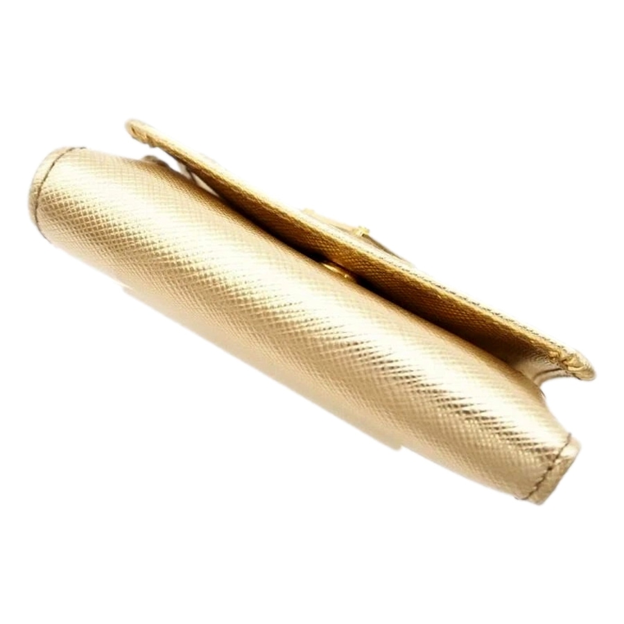 Image 993230_ALTMORE15.jpg, Product 993-230 / Price $1,216.00, Prada Saffiano Platino Gold Trifold Wallet Card Case with Zipper Coin Pouch from Prada on TSC.ca's Fashion department