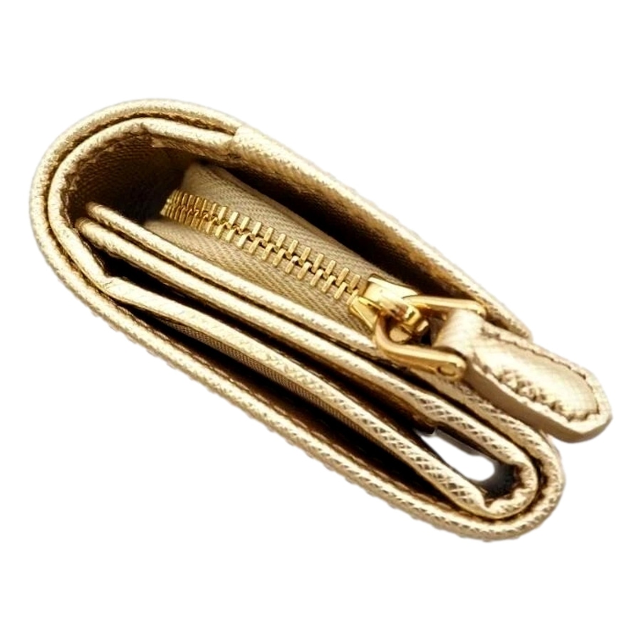 Image 993230_ALTMORE16.jpg, Product 993-230 / Price $1,216.00, Prada Saffiano Platino Gold Trifold Wallet Card Case with Zipper Coin Pouch from Prada on TSC.ca's Fashion department