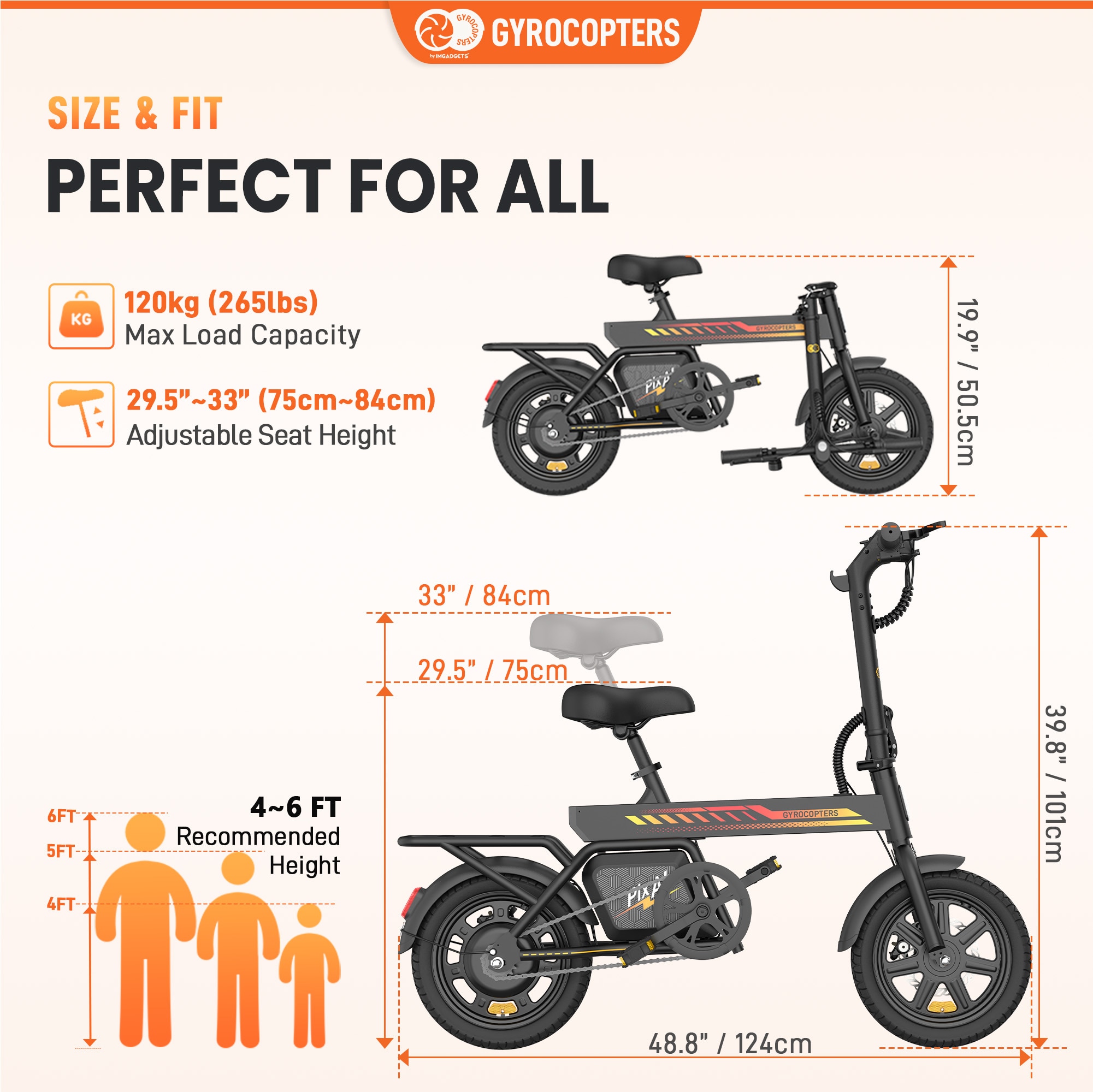 Gyrocopters PixAI Electric foldable dual rider cargo Bike