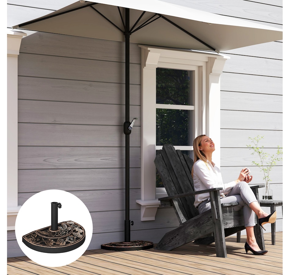 Image 993246_ALTMORE10.jpg, Product 993-246 / Price $59.99, Outsunny 20 lbs Half Round Patio Umbrella from Outsunny on TSC.ca's Home & Garden department