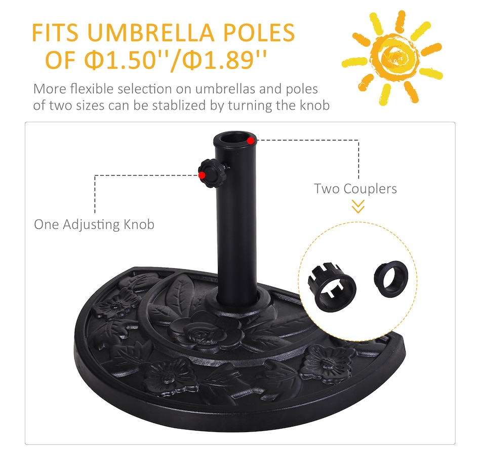 Image 993246_ALTMORE5.jpg, Product 993-246 / Price $59.99, Outsunny 20 lbs Half Round Patio Umbrella from Outsunny on TSC.ca's Home & Garden department