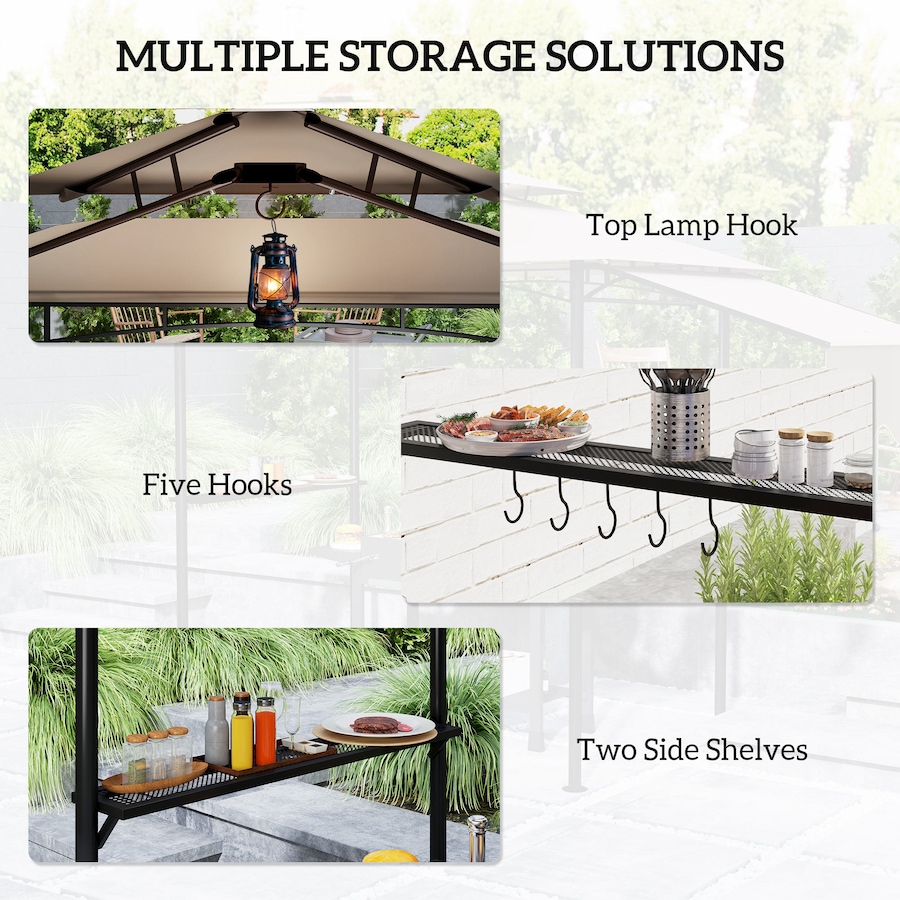 Image 993247_ALTMORE13.jpg, Product 993-247 / Price $129.99, Outsunny 8' x 5' Grill Gazebo, Double Tiered Barbecue Gazebo, Khaki from Outsunny on TSC.ca's Home & Garden department