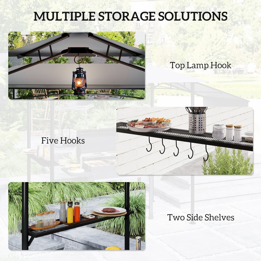 Image 993247_ALTMORE5.jpg, Product 993-247 / Price $129.99, Outsunny 8' x 5' Grill Gazebo, Double Tiered Barbecue Gazebo, Khaki from Outsunny on TSC.ca's Home & Garden department