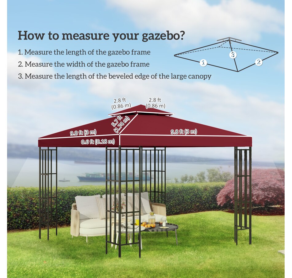 Image 993258_ALTMORE26.jpg, Product 993-258 / Price $57.99 - $69.99, Outsunny 10' x 10' Square 2-Tier Gazebo Canopy from Outsunny on TSC.ca's Home & Garden department