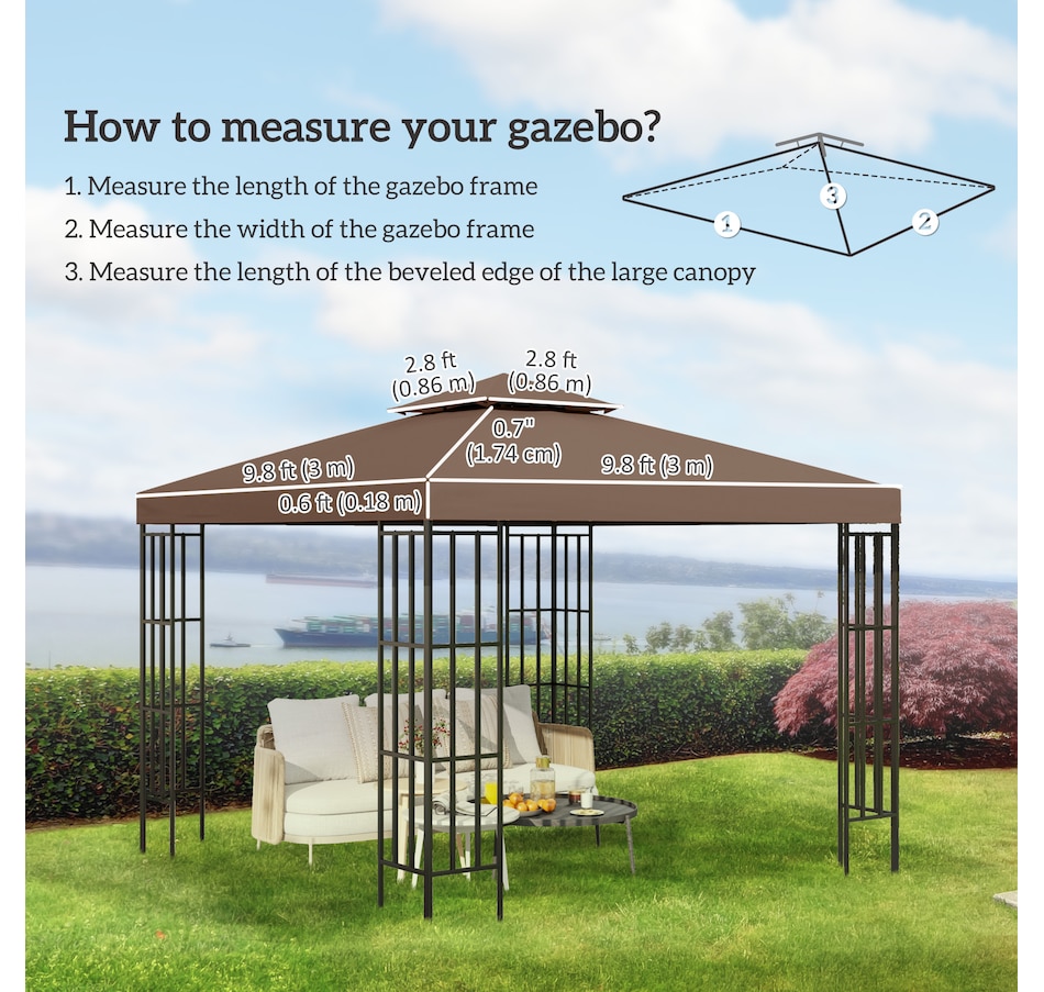 Image 993258_ALTMORE58.jpg, Product 993-258 / Price $57.99 - $69.99, Outsunny 10' x 10' Square 2-Tier Gazebo Canopy from Outsunny on TSC.ca's Home & Garden department