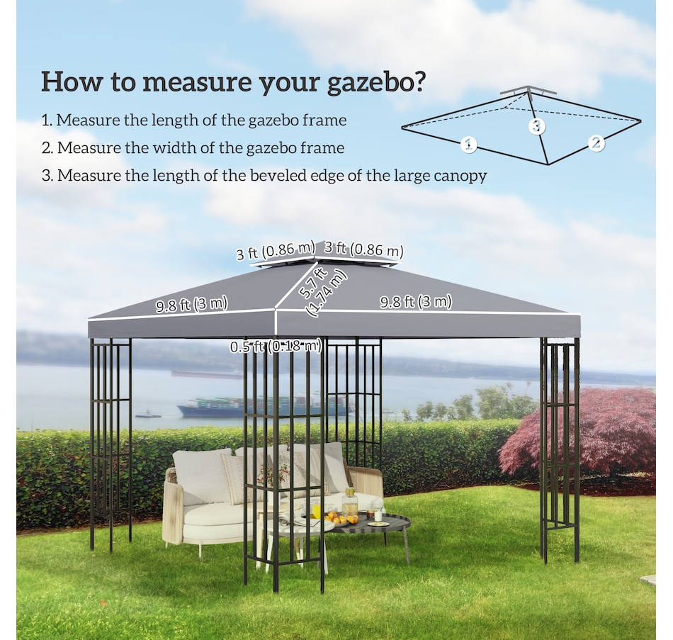 Image 993258_ALTMORE65.jpg, Product 993-258 / Price $57.99 - $69.99, Outsunny 10' x 10' Square 2-Tier Gazebo Canopy from Outsunny on TSC.ca's Home & Garden department