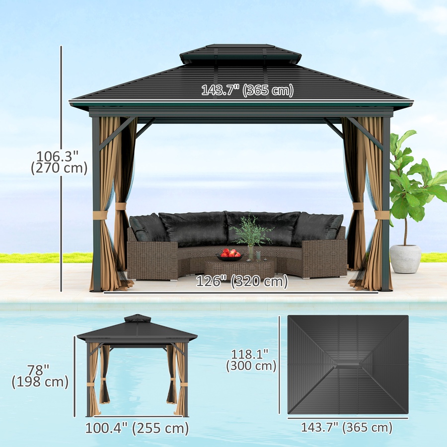 Image 993273_ALTMORE2.jpg, Product 993-273 / Price $1,244.99, Outsunny 10' x 12' Hardtop Gazebo, Garden Sun Shelter from Outsunny on TSC.ca's Home & Garden department