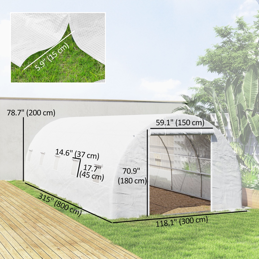Image 993277_ALTMORE18.jpg, Product 993-277 / Price $269.99, Outsunny 26' x 10' x 6.6' Large Walk in Tunnel Greenhouse from Outsunny on TSC.ca's Home & Garden department