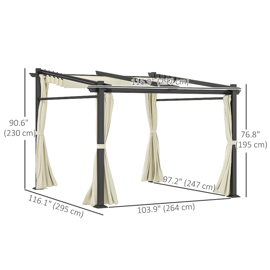 Image 993282_ALTMORE10.jpg, Product 993-282 / Price $339.99 - $364.99, Outsunny 10' x 10' Metal Pergola with Sliding Roof Canopy from Outsunny on TSC.ca's Home & Garden department