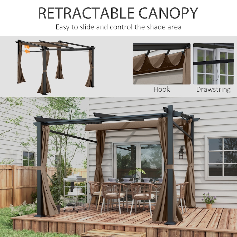 Image 993282_ALTMORE27.jpg, Product 993-282 / Price $339.99 - $364.99, Outsunny 10' x 10' Metal Pergola with Sliding Roof Canopy from Outsunny on TSC.ca's Home & Garden department