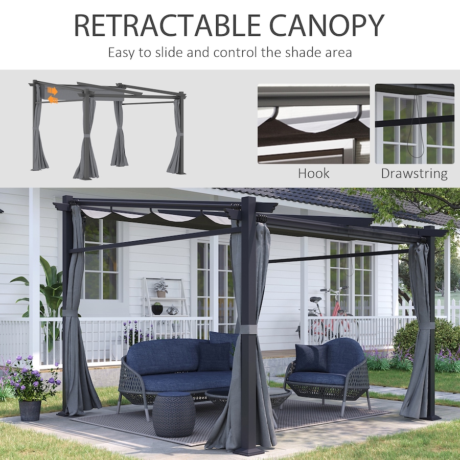 Image 993282_ALTMORE38.jpg, Product 993-282 / Price $339.99 - $364.99, Outsunny 10' x 10' Metal Pergola with Sliding Roof Canopy from Outsunny on TSC.ca's Home & Garden department