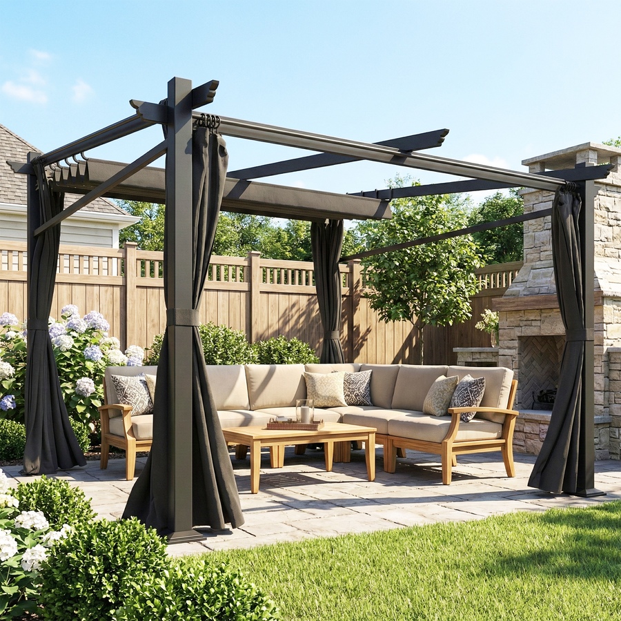 Image 993282_ALTMORE41.jpg, Product 993-282 / Price $329.99 - $409.99, Outsunny 10' x 10' Metal Pergola with Sliding Roof Canopy from Outsunny on TSC.ca's Home & Garden department