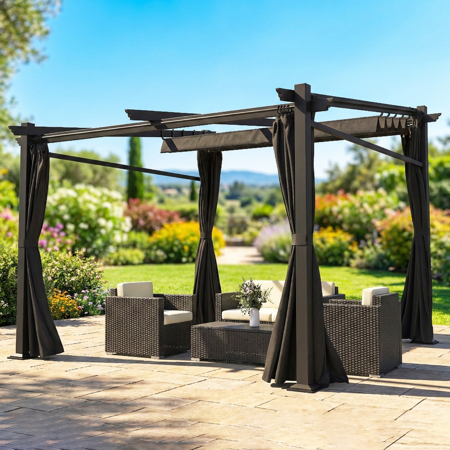 Image 993282_ALTMORE48.jpg, Product 993-282 / Price $329.99 - $409.99, Outsunny 10' x 10' Metal Pergola with Sliding Roof Canopy from Outsunny on TSC.ca's Home & Garden department