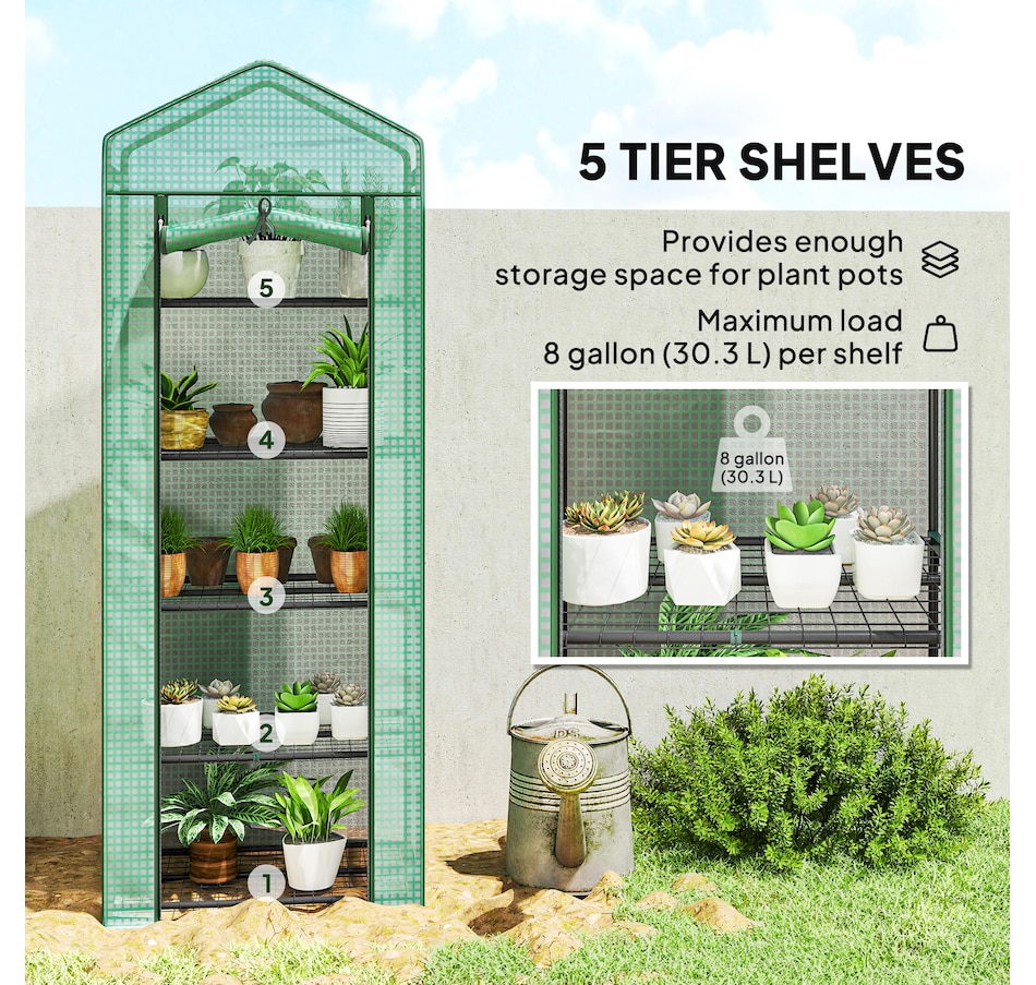 Image 993288_ALTMORE20.jpg, Product 993-288 / Price $54.99 - $59.99, Outsunny 5 Tier Mini Greenhouse, Portable Outdoor Flower Stand from Outsunny on TSC.ca's Home & Garden department