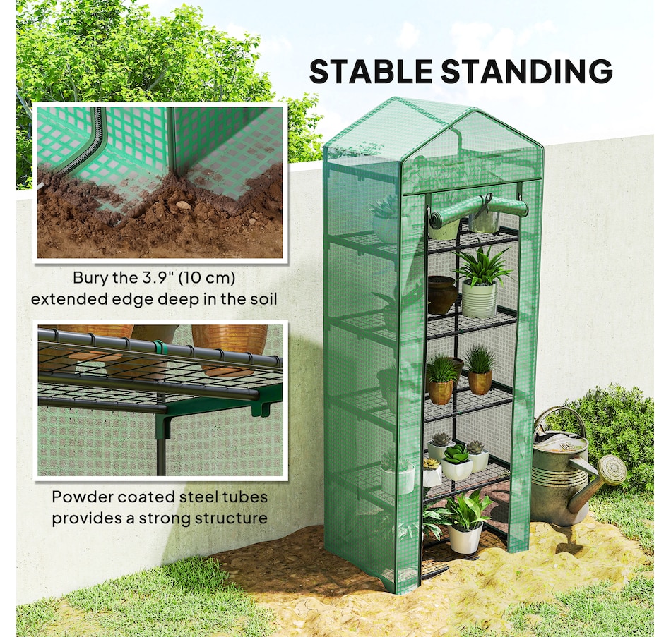 Image 993288_ALTMORE22.jpg, Product 993-288 / Price $54.99 - $59.99, Outsunny 5 Tier Mini Greenhouse, Portable Outdoor Flower Stand from Outsunny on TSC.ca's Home & Garden department