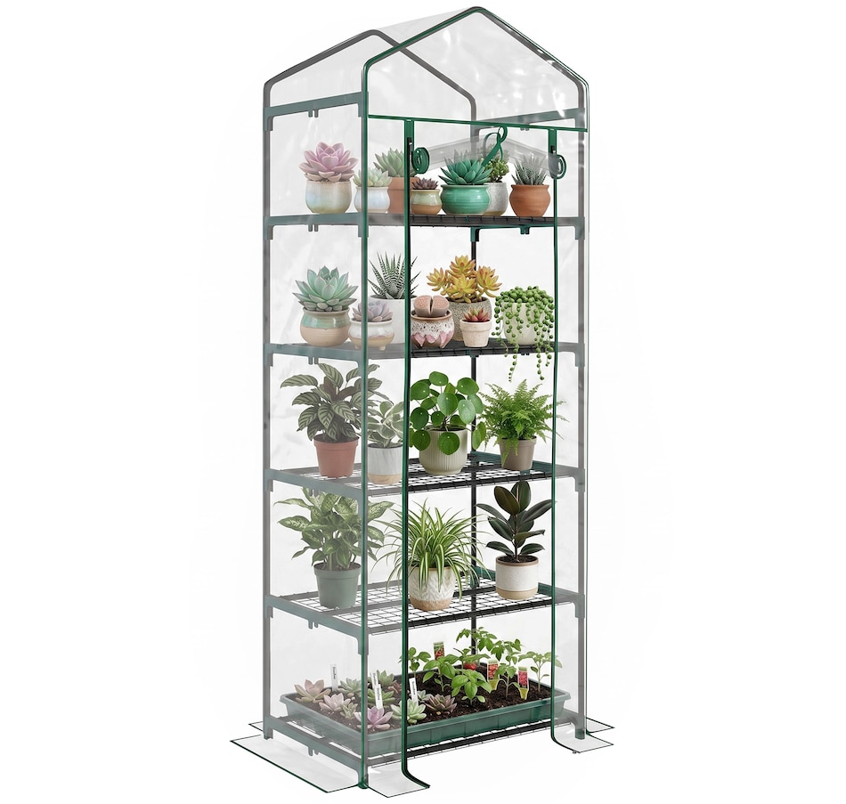 Image 993288_ST02.jpg, Product 993-288 / Price $54.99 - $59.99, Outsunny 5 Tier Mini Greenhouse, Portable Outdoor Flower Stand from Outsunny on TSC.ca's Home & Garden department