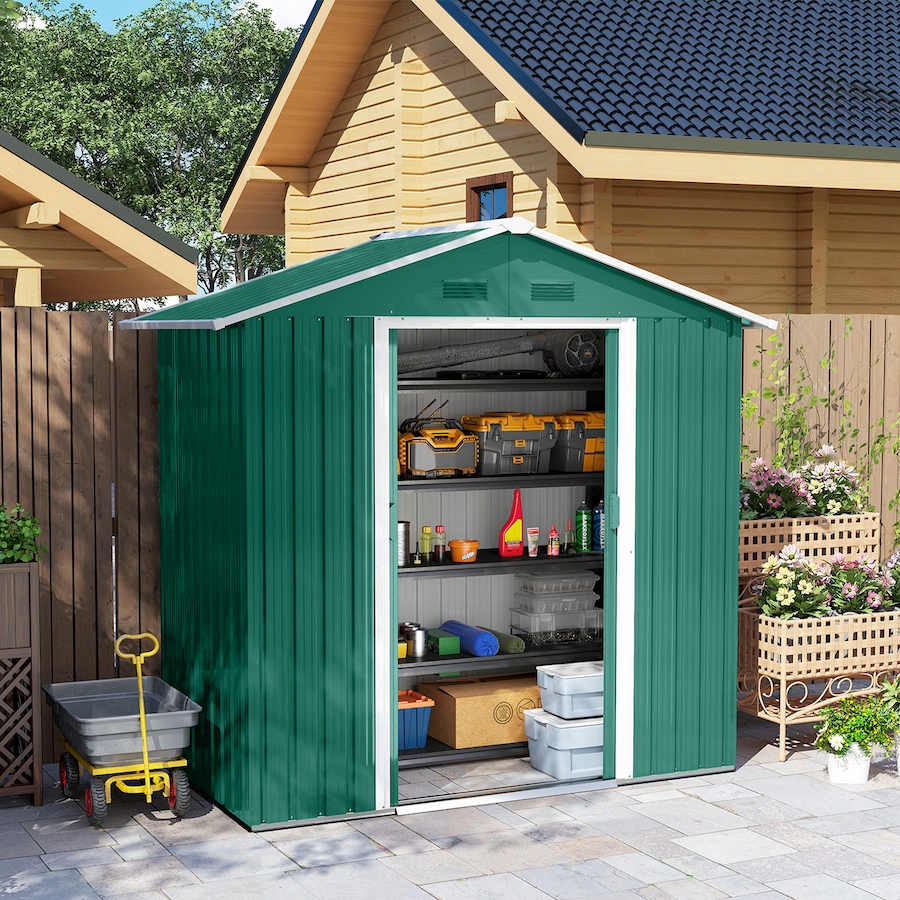 Image 993303_ALTMORE1.jpg, Product 993-303 / Price $294.99, Outsunny 6' x 4' Metal Garden Shed from Outsunny on TSC.ca's Home & Garden department