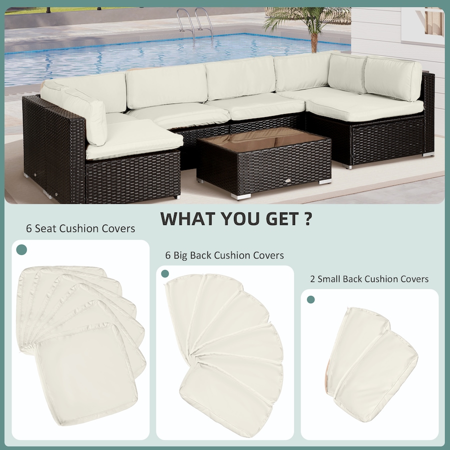 Image 993317_ALTMORE51.jpg, Product 993-317 / Price $94.99, Outsunny Outdoor 14pc Patio Rattan Sofa Set Cushion Cover Replacement from Outsunny on TSC.ca's Home & Garden department