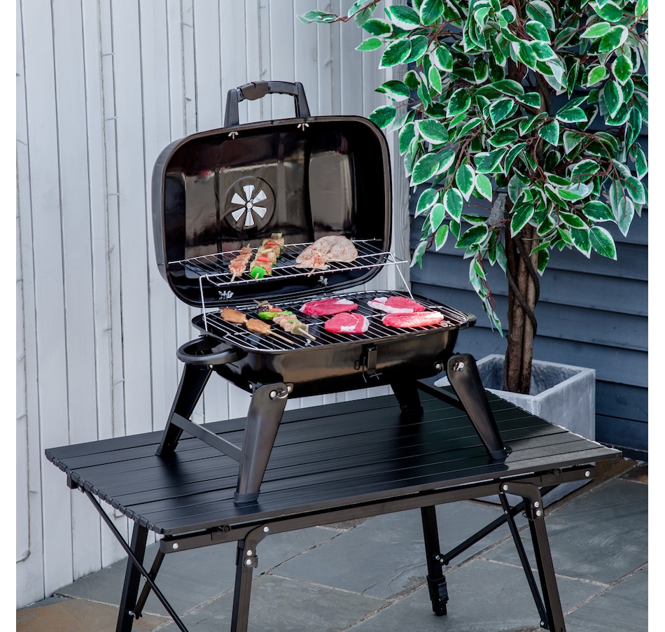 Image 993355_ALTMORE18.jpg, Product 993-355 / Price $109.99, Outsunny 9ft Solar Patio Umbrella with LED Lights Tilt Canopy, Grey from Outsunny on TSC.ca's Home & Garden department