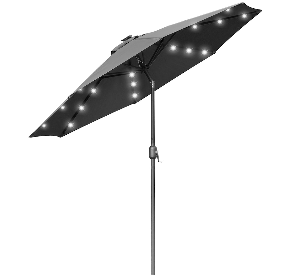Image 993355_ALTMORE7.jpg, Product 993-355 / Price $109.99, Outsunny 9ft Solar Patio Umbrella with LED Lights Tilt Canopy, Grey from Outsunny on TSC.ca's Home & Garden department