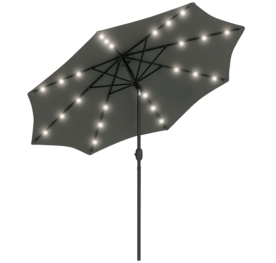 Image 993355_ST01.png, Product 993-355 / Price $109.99, Outsunny 9ft Solar Patio Umbrella with LED Lights Tilt Canopy, Grey from Outsunny on TSC.ca's Home & Garden department