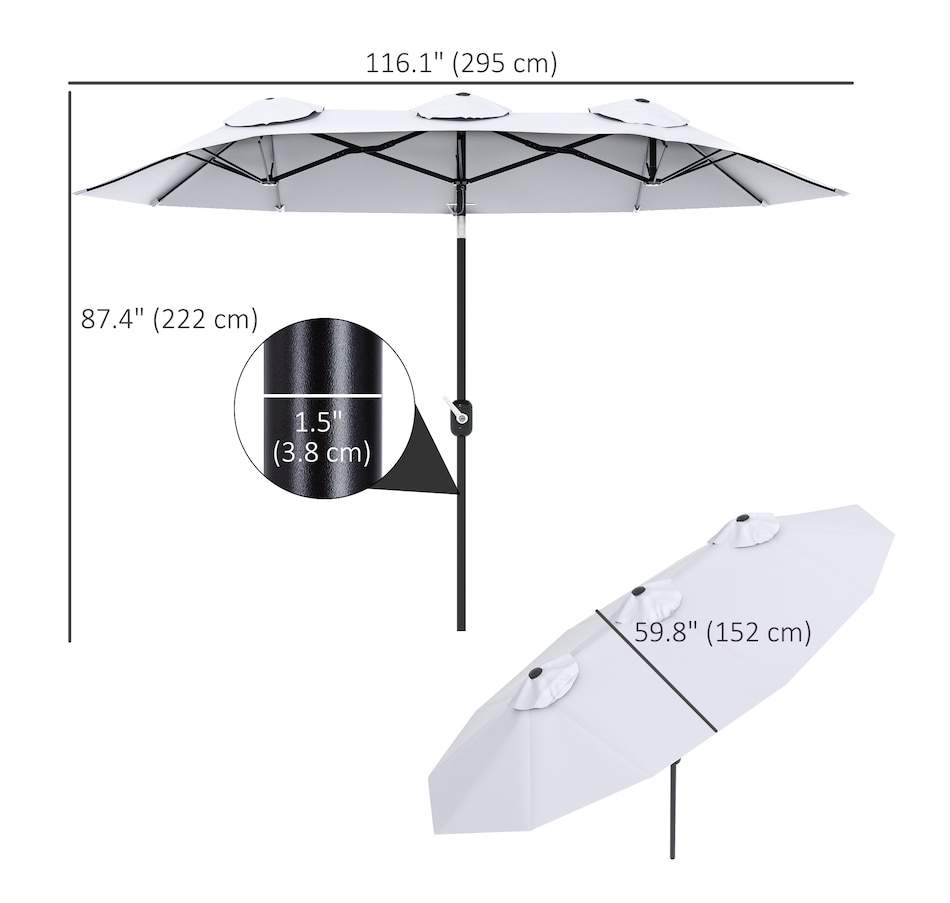 Image 993365_ALTMORE10.jpg, Product 993-365 / Price $89.99, Outsunny 9.7ft Patio Umbrella with Double Sided Canopy from Outsunny on TSC.ca's Home & Garden department