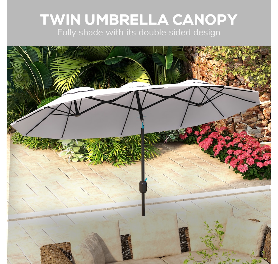 Image 993365_ALTMORE12.jpg, Product 993-365 / Price $89.99, Outsunny 9.7ft Patio Umbrella with Double Sided Canopy from Outsunny on TSC.ca's Home & Garden department