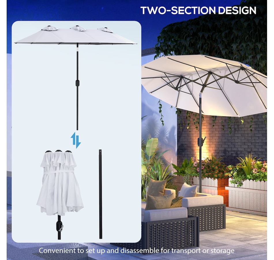 Image 993365_ALTMORE15.jpg, Product 993-365 / Price $89.99, Outsunny 9.7ft Patio Umbrella with Double Sided Canopy from Outsunny on TSC.ca's Home & Garden department