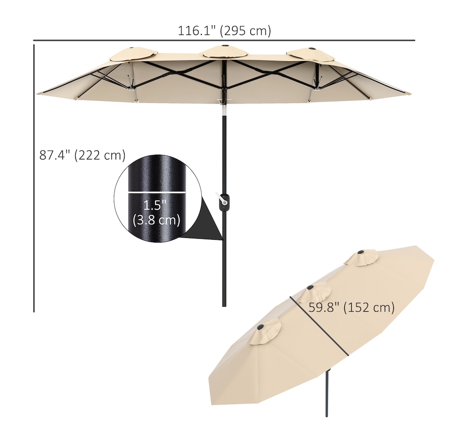 Image 993365_ALTMORE2.jpg, Product 993-365 / Price $89.99, Outsunny 9.7ft Patio Umbrella with Double Sided Canopy from Outsunny on TSC.ca's Home & Garden department