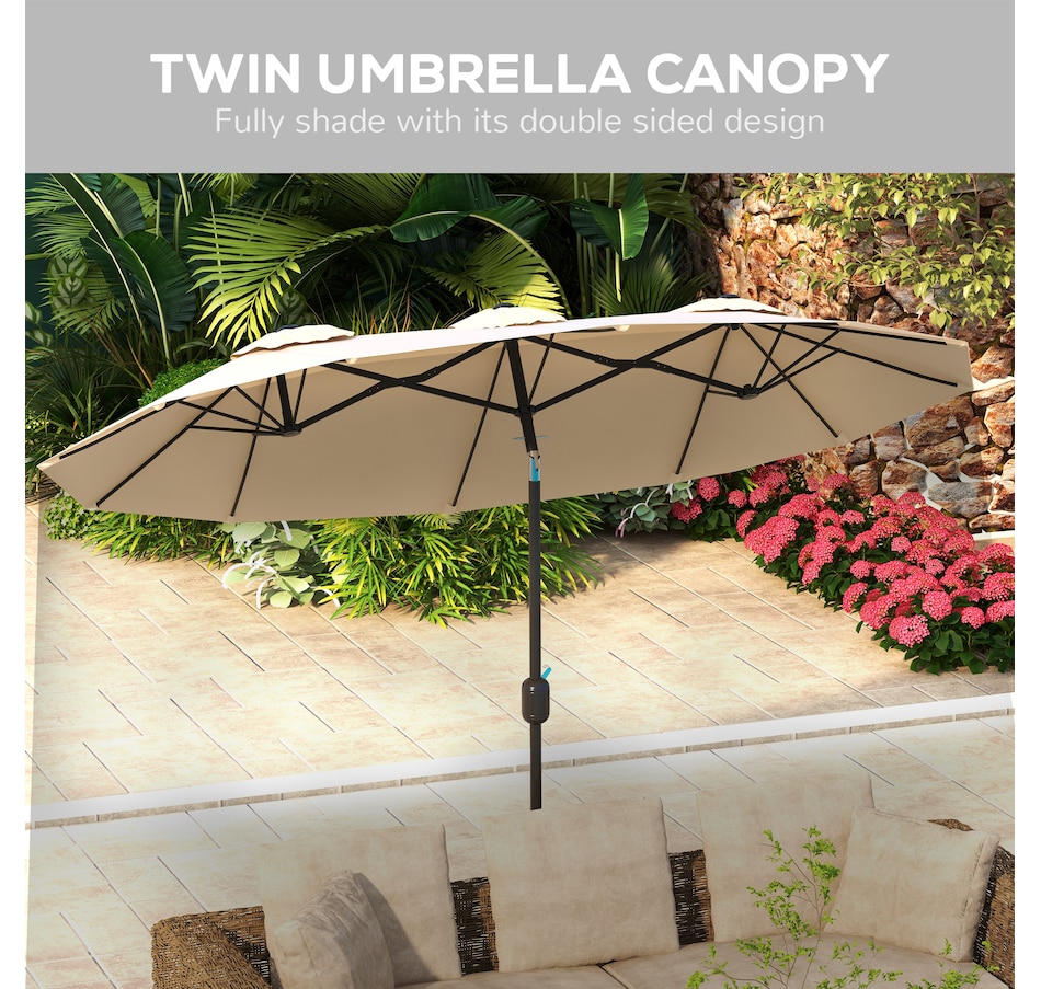 Image 993365_ALTMORE4.jpg, Product 993-365 / Price $89.99, Outsunny 9.7ft Patio Umbrella with Double Sided Canopy from Outsunny on TSC.ca's Home & Garden department
