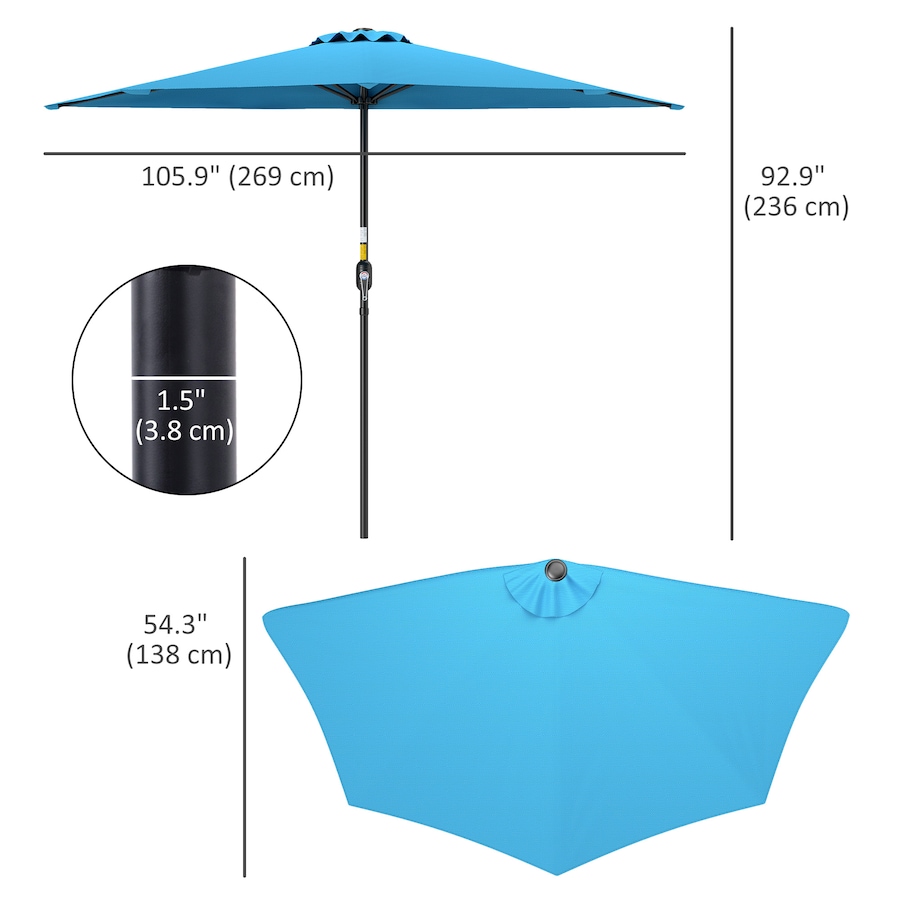 Image 993366_ALTMORE26.jpg, Product 993-366 / Price $64.99, Outsunny 9ft Half Round Umbrella from Outsunny on TSC.ca's Home & Garden department
