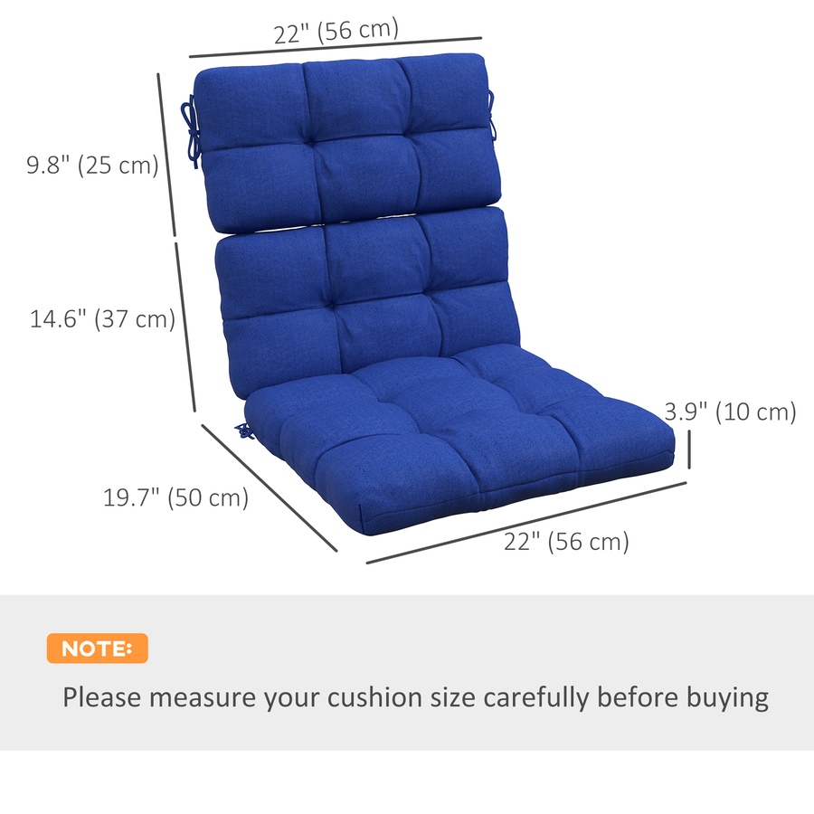 Image 993380_ALTMORE10.jpg, Product 993-380 / Price $79.99, Indoor Outdoor Chair Cushion with Ties, Button Tufted, for Garden, Blue from Outsunny on TSC.ca's Home & Garden department