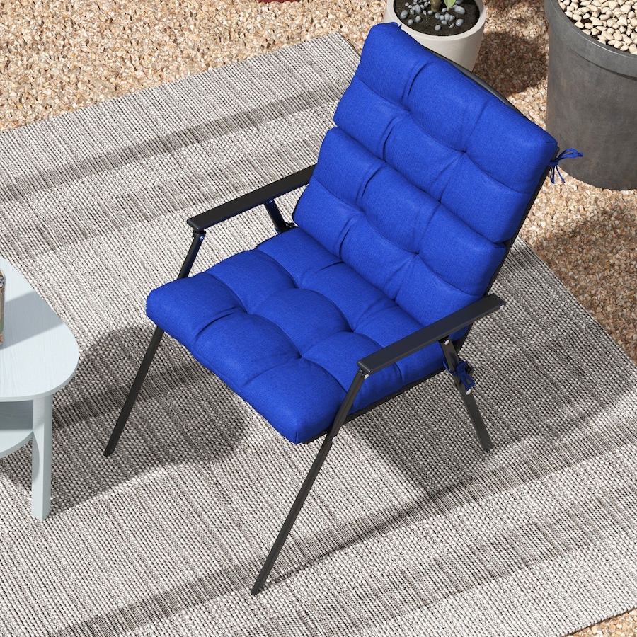 Image 993380_ALTMORE15.jpg, Product 993-380 / Price $79.99, Indoor Outdoor Chair Cushion with Ties, Button Tufted, for Garden, Blue from Outsunny on TSC.ca's Home & Garden department