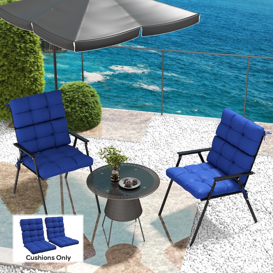 Image 993380_ALTMORE42.jpg, Product 993-380 / Price $79.99, Indoor Outdoor Chair Cushion with Ties, Button Tufted, for Garden, Blue from Outsunny on TSC.ca's Home & Garden department