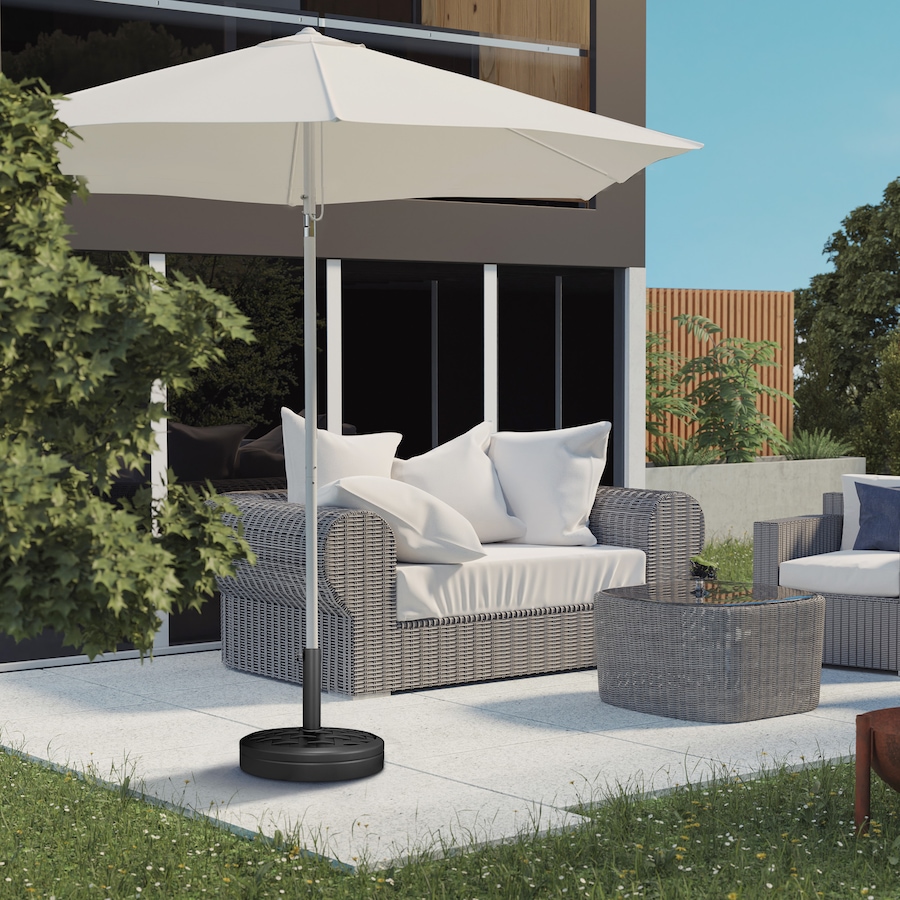 Image 993397_ALTMORE1.jpg, Product 993-397 / Price $69.99, Outsunny 40lbs. Umbrella Base with Rattan Effect, Round Umbrella Stand, Black from Outsunny on TSC.ca's Home & Garden department