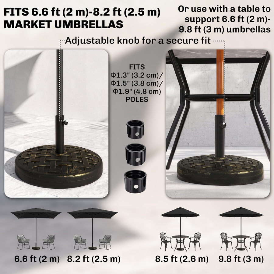 Image 993397_ALTMORE18.jpg, Product 993-397 / Price $69.99, Outsunny 40lbs. Umbrella Base with Rattan Effect, Round Umbrella Stand, Black from Outsunny on TSC.ca's Home & Garden department