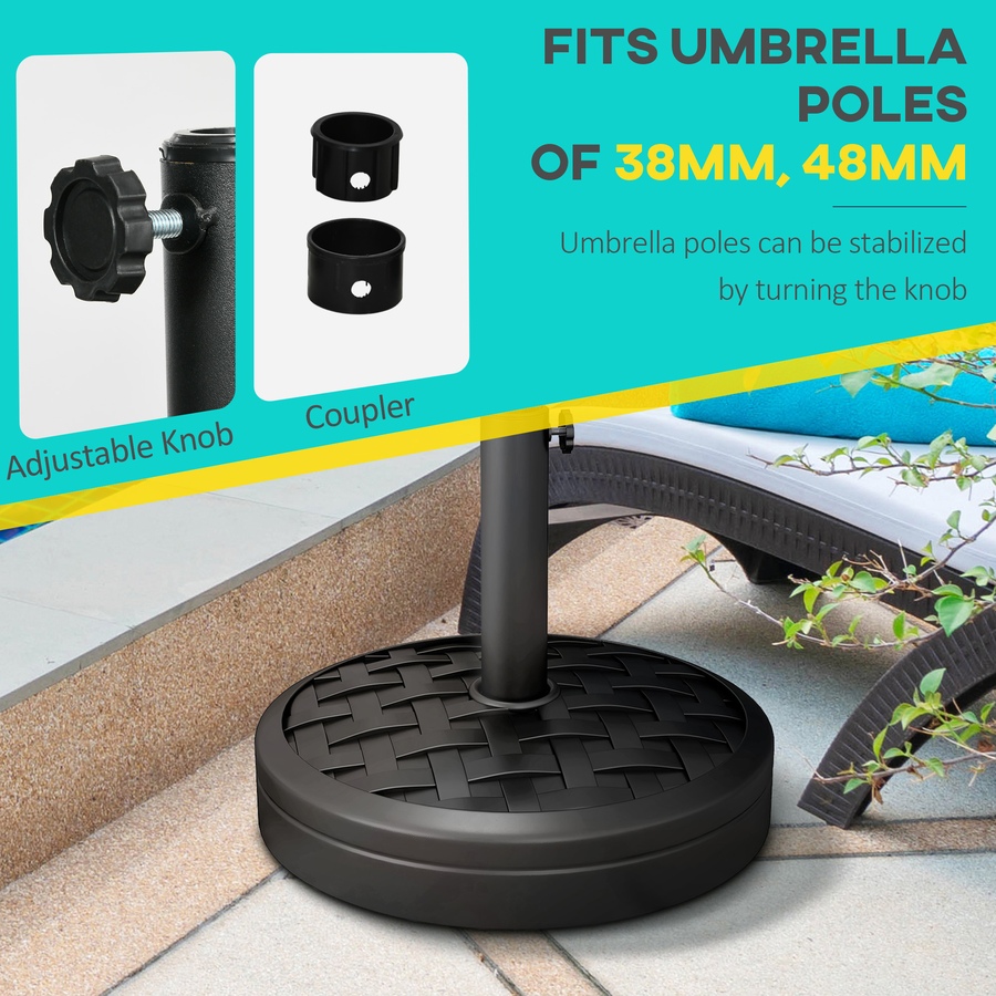 Image 993397_ALTMORE3.jpg, Product 993-397 / Price $69.99, Outsunny 40lbs. Umbrella Base with Rattan Effect, Round Umbrella Stand, Black from Outsunny on TSC.ca's Home & Garden department